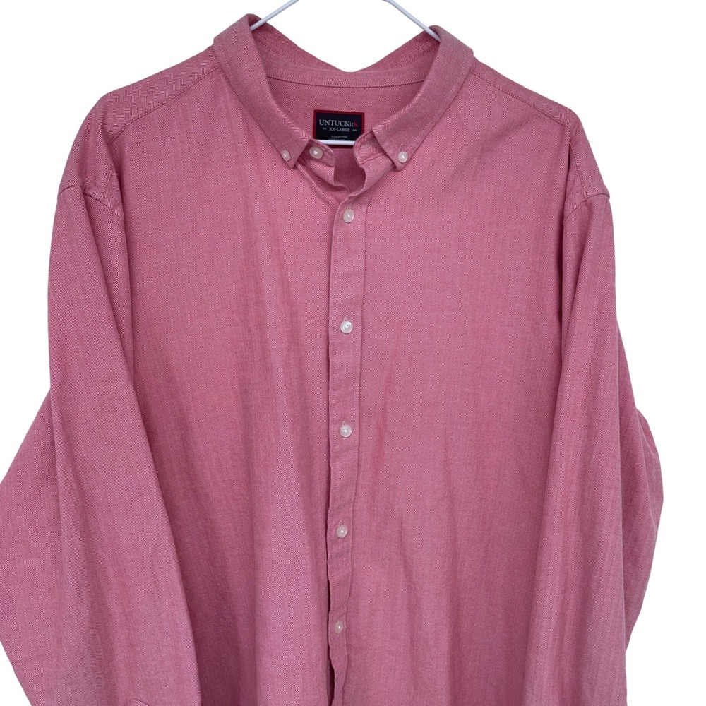 Light Red / Pink UNTUCKit Casual Button‎ Down Shirt XXL Herringbone
